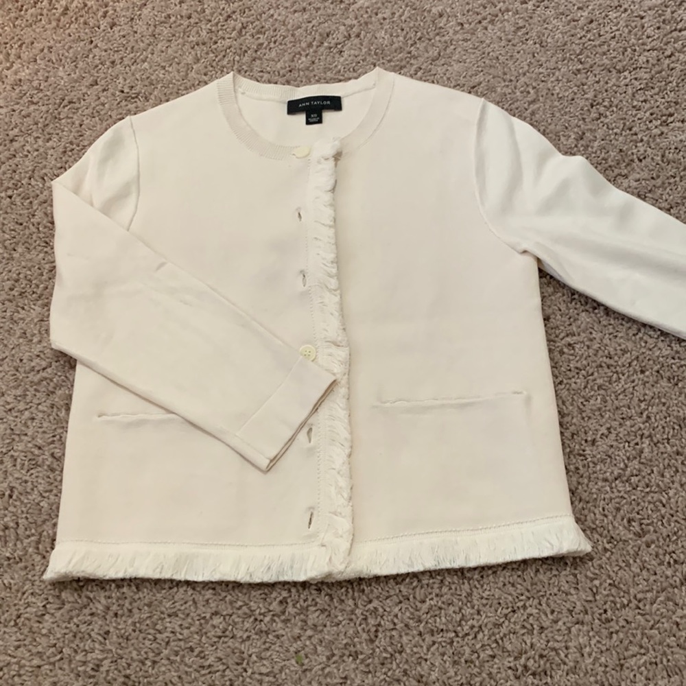 Ann Taylor fringed sweater jacket